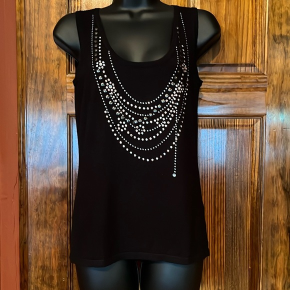 Belldini Tops - Black Belldini Sleeveless Rhinestone Sweater